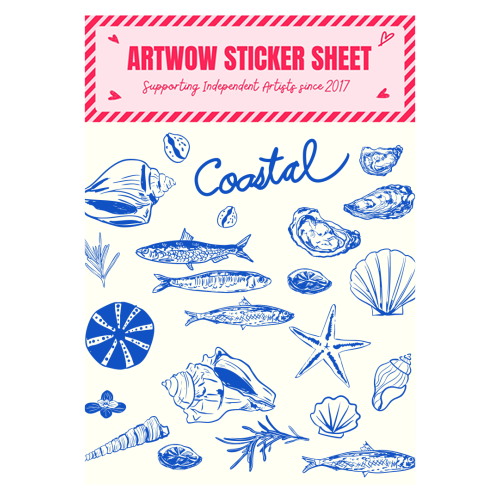 Blue Coastal Escape Minimalist - Sticker Sheet by EZbie