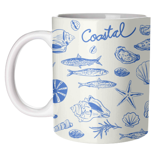 Blue Coastal Escape Minimalist - unique mug by EZbie