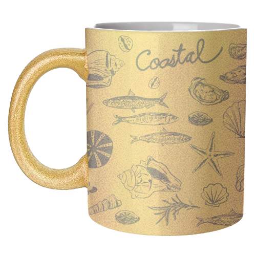 Blue Coastal Escape Minimalist - unique mug by EZbie