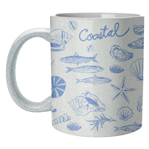 Blue Coastal Escape Minimalist - unique mug by EZbie