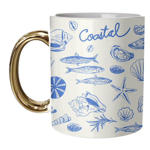 Blue Coastal Escape Minimalist - unique mug by EZbie