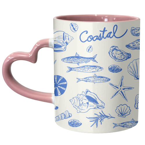 Blue Coastal Escape Minimalist - unique mug by EZbie