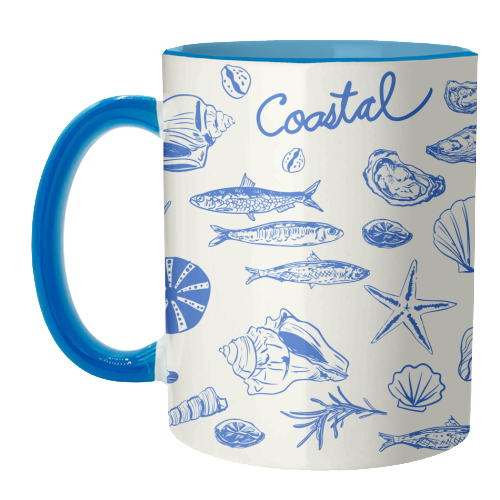Blue Coastal Escape Minimalist - unique mug by EZbie