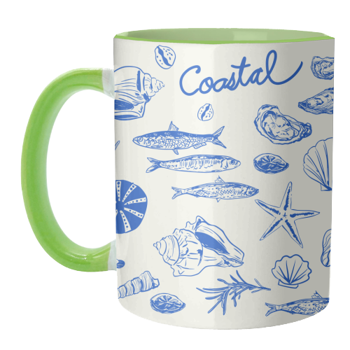 Blue Coastal Escape Minimalist - unique mug by EZbie