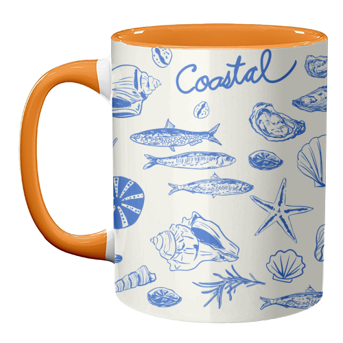 Blue Coastal Escape Minimalist - unique mug by EZbie