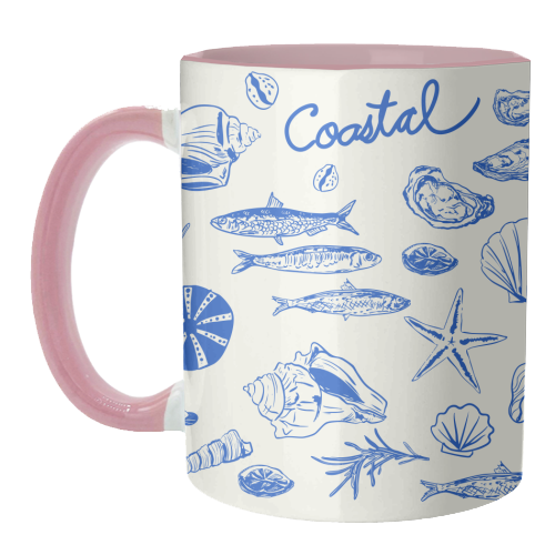 Blue Coastal Escape Minimalist - unique mug by EZbie