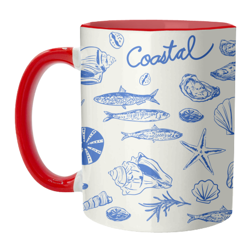 Blue Coastal Escape Minimalist - unique mug by EZbie