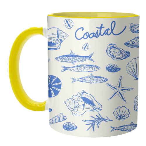 Blue Coastal Escape Minimalist - unique mug by EZbie