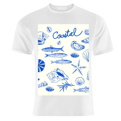 Blue Coastal Escape Minimalist - unique t shirt by EZbie