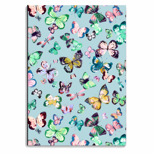 Blue Colourful Watercolour Butterflies - personalised A4, A5, A6 notebook by Ninola Design