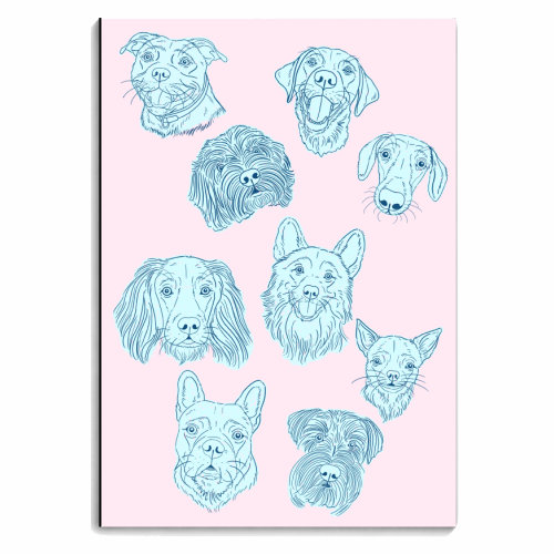 Blue Dog Portraits On Pink - personalised A4, A5, A6 notebook by Adam Regester