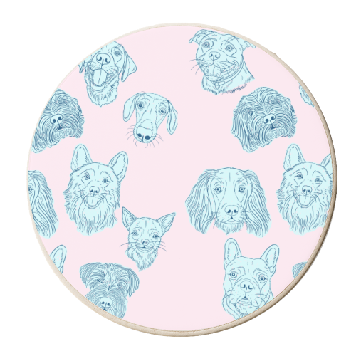 Blue Dog Portraits On Pink - personalised beer coaster by Adam Regester