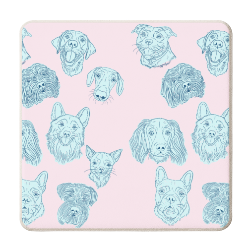 Blue Dog Portraits On Pink - personalised beer coaster by Adam Regester