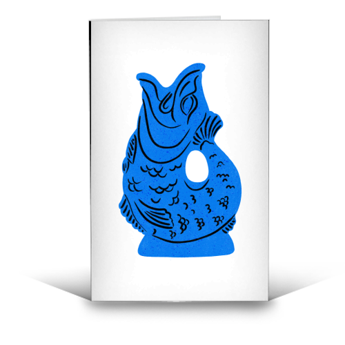 Blue Glug Jug Illustration - funny greeting card by Natalie Rodrigues
