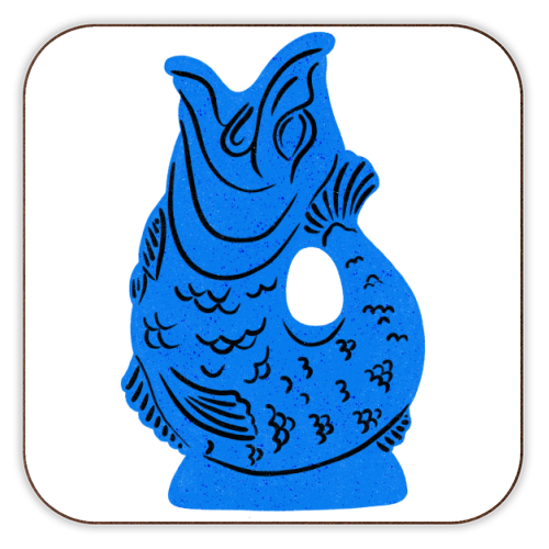 Blue Glug Jug Illustration - personalised beer coaster by Natalie Rodrigues