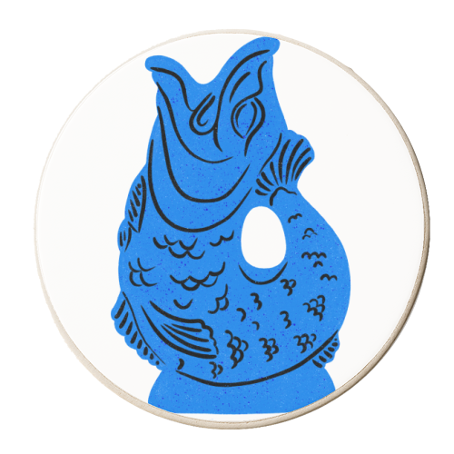 Blue Glug Jug Illustration - personalised beer coaster by Natalie Rodrigues