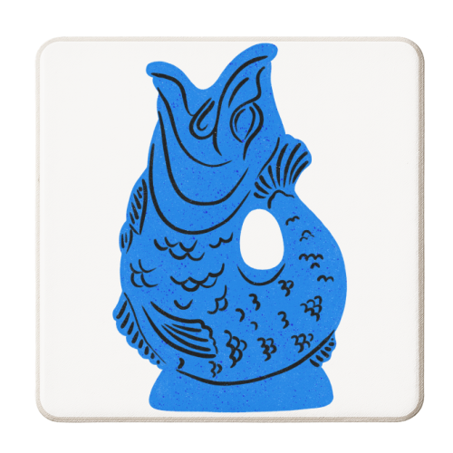 Blue Glug Jug Illustration - personalised beer coaster by Natalie Rodrigues