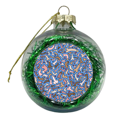 Blue penis pattern - xmas bauble by andrea zuza