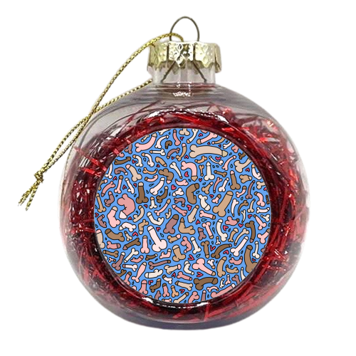 Blue penis pattern - xmas bauble by andrea zuza