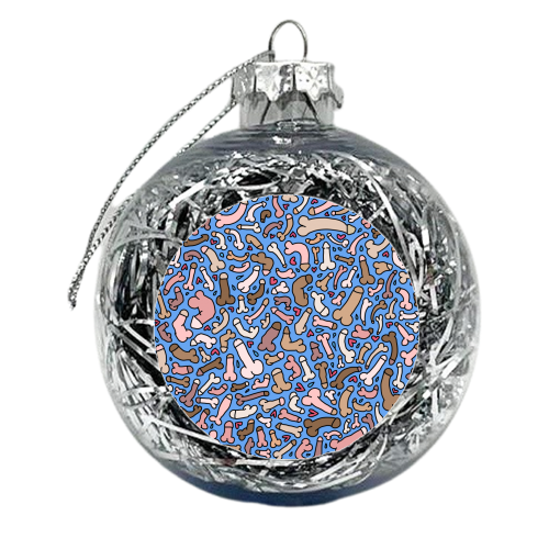 Blue penis pattern - xmas bauble by andrea zuza