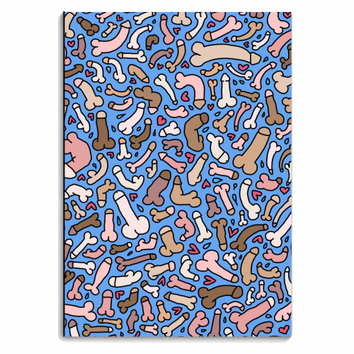 Blue penis pattern - personalised A4, A5, A6 notebook by andrea zuza