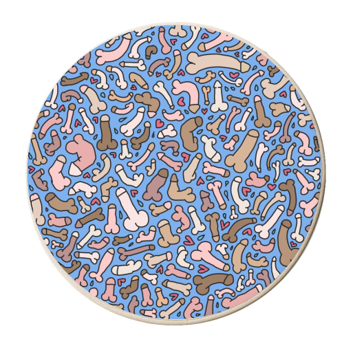Blue penis pattern - personalised beer coaster by andrea zuza