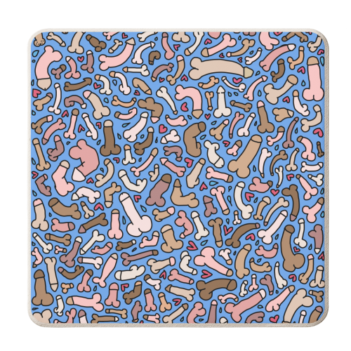 Blue penis pattern - personalised beer coaster by andrea zuza