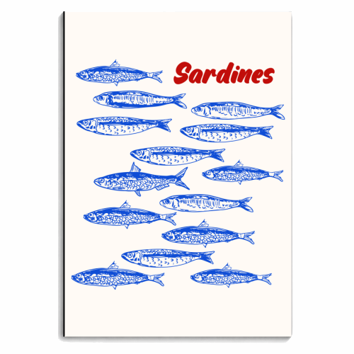 Blue Sardines Pattern Minimalist - personalised A4, A5, A6 notebook by EZbie