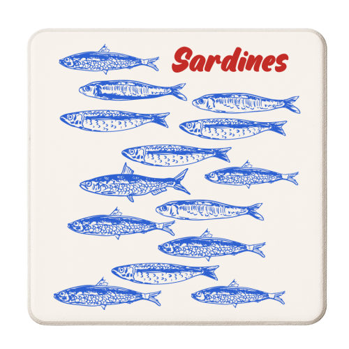 Blue Sardines Pattern Minimalist - personalised beer coaster by EZbie