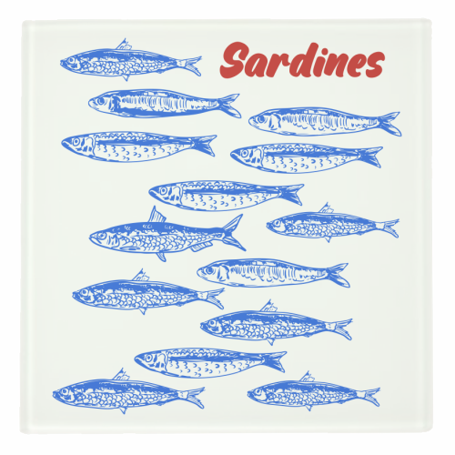 Blue Sardines Pattern Minimalist - personalised beer coaster by EZbie