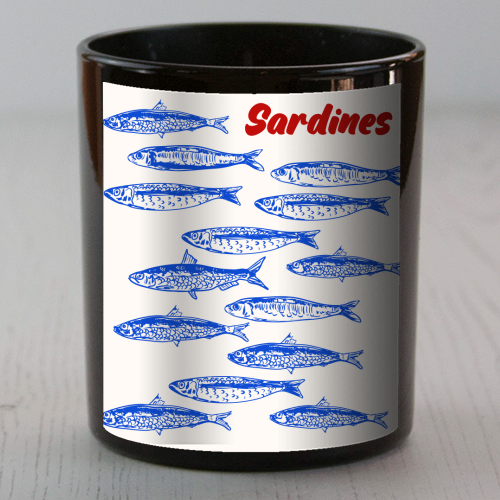 Blue Sardines Pattern Minimalist - scented candle by EZbie