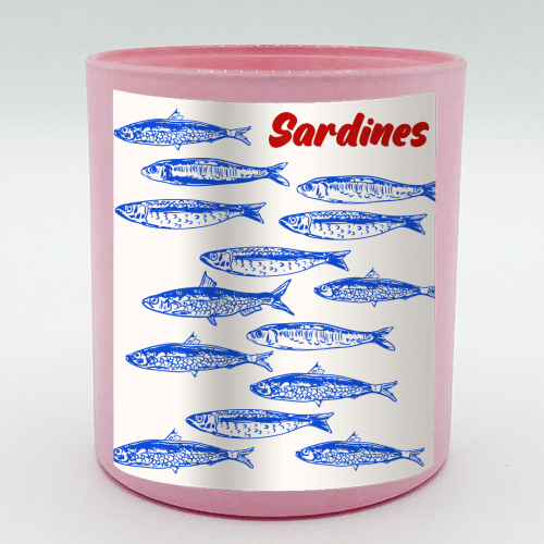 Blue Sardines Pattern Minimalist - scented candle by EZbie