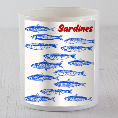 Blue Sardines Pattern Minimalist - scented candle by EZbie