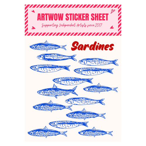 Blue Sardines Pattern Minimalist - Sticker Sheet by EZbie