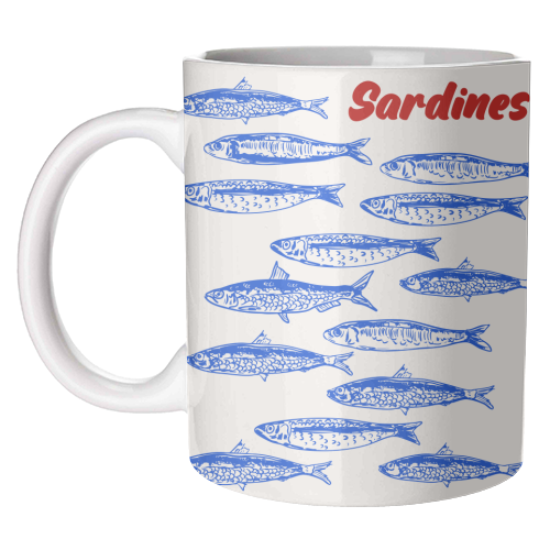Blue Sardines Pattern Minimalist - unique mug by EZbie