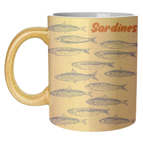 Blue Sardines Pattern Minimalist - unique mug by EZbie