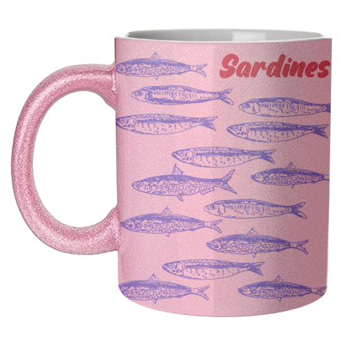 Blue Sardines Pattern Minimalist - unique mug by EZbie