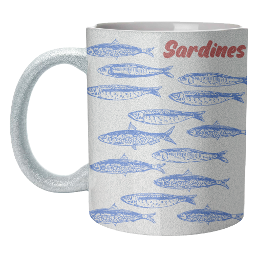 Blue Sardines Pattern Minimalist - unique mug by EZbie