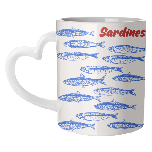 Blue Sardines Pattern Minimalist - unique mug by EZbie