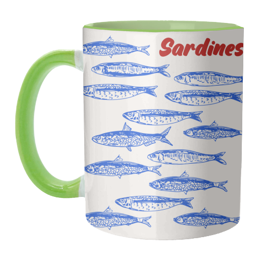 Blue Sardines Pattern Minimalist - unique mug by EZbie