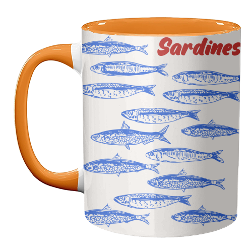 Blue Sardines Pattern Minimalist - unique mug by EZbie