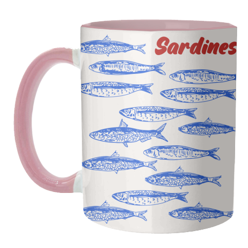 Blue Sardines Pattern Minimalist - unique mug by EZbie