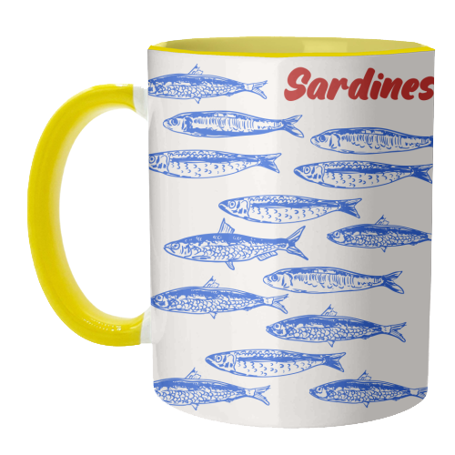 Blue Sardines Pattern Minimalist - unique mug by EZbie