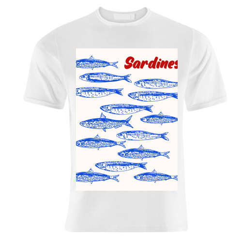 Blue Sardines Pattern Minimalist - unique t shirt by EZbie