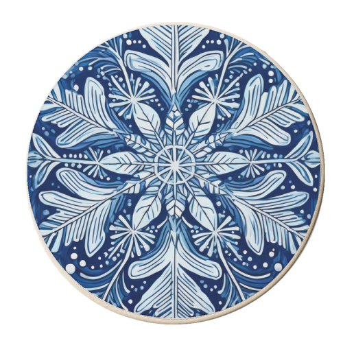 Blue Snowflake Illustration - personalised beer coaster by Adam Regester