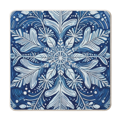 Blue Snowflake Illustration - personalised beer coaster by Adam Regester