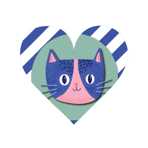 Blue Stripe Cute Cat - Magnet by Mad Philomena