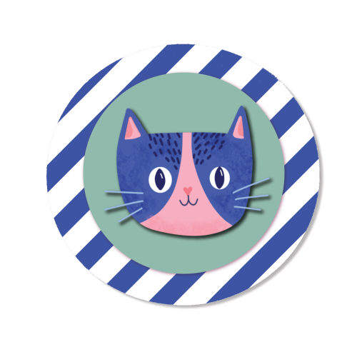 Blue Stripe Cute Cat - Magnet by Mad Philomena