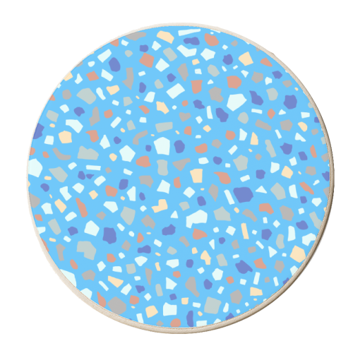 Blue Terrazzo Pattern - personalised beer coaster by Adam Regester