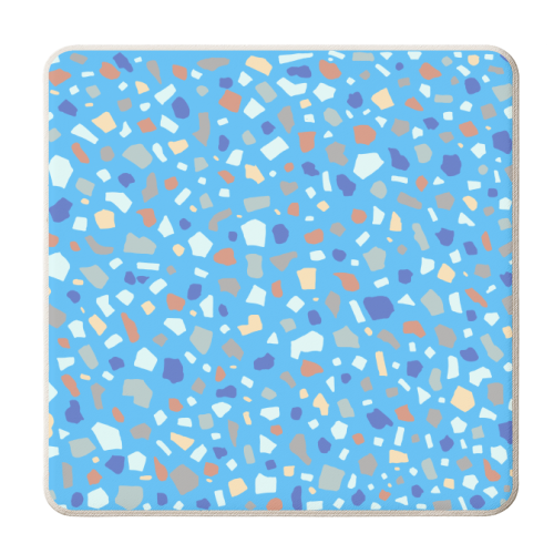 Blue Terrazzo Pattern - personalised beer coaster by Adam Regester